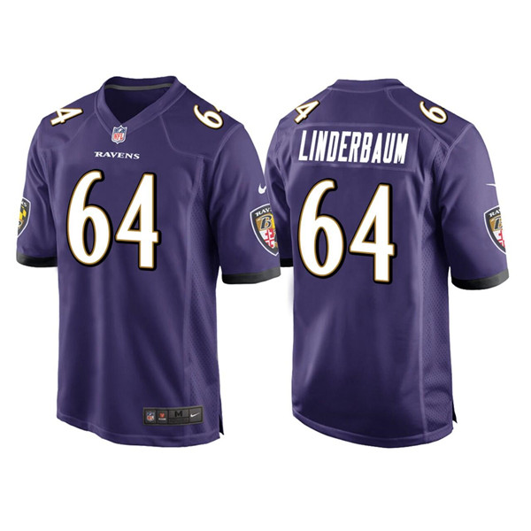 Men's Baltimore Ravens #64 Tyler Linderbaum Purple Game Jersey Men's Baltimore Ravens #64 Tyler Linderbaum Purple Game Jersey